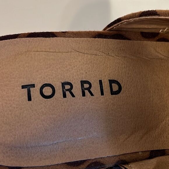 Torrid Platform Wooden Heel Mule Clogs Extra Wide Leopard‎ Print Shoes Size 7 WW - Picture 10 of 13